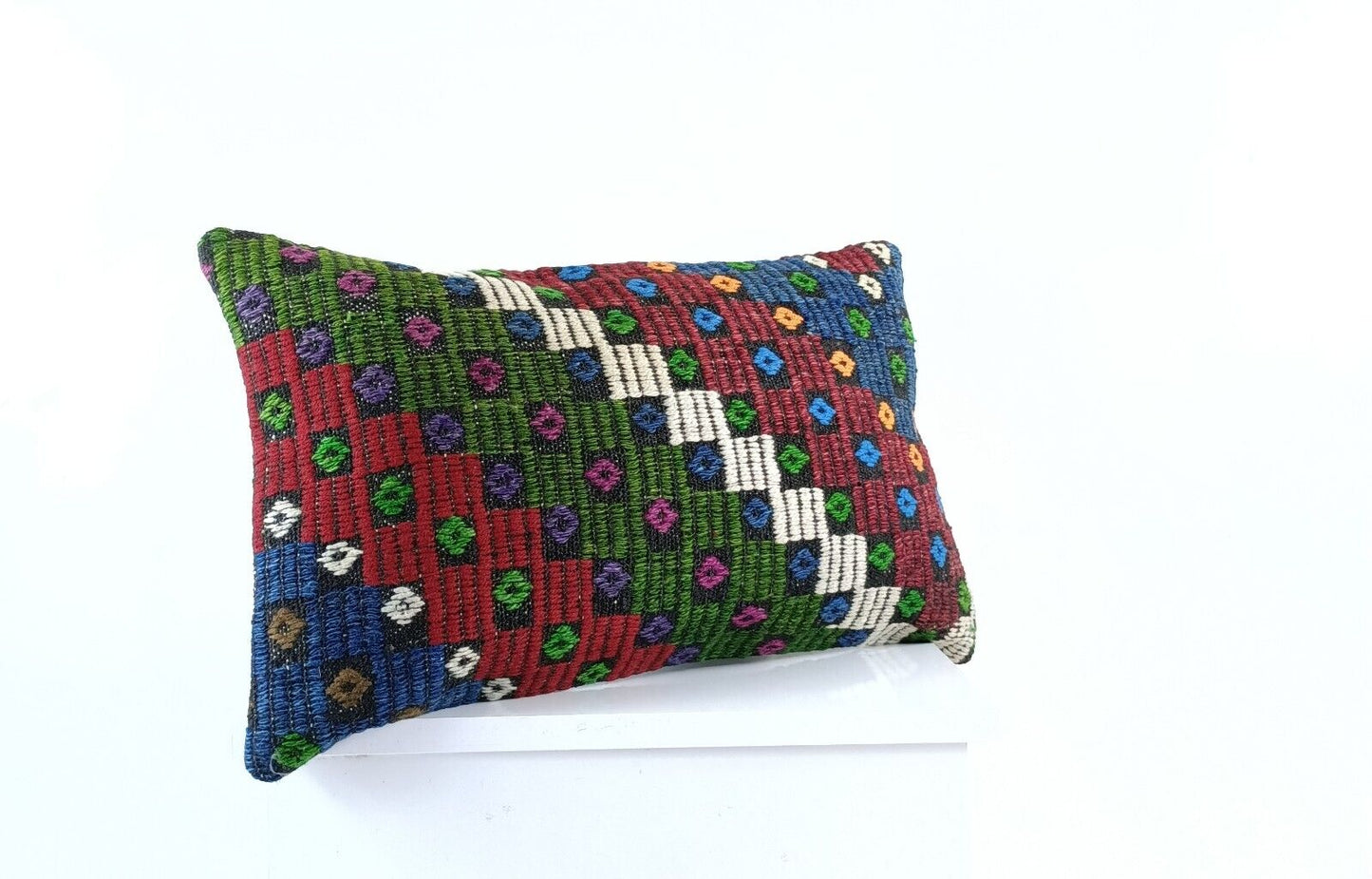 Kilim Pillow Cover 12x20 Turkish Handmade Sofa Couch Floor Lumbar Cushion E1033