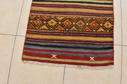 Handwoven Oushak Kilim Runner 2.3 x 8.7 ft  Hallway Corridor Kitchen Rug C29