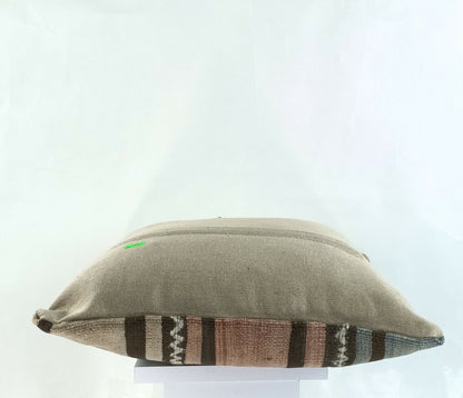 Kilim Pillow Cover 16x16 Handmade Turkish Home Decorative Wool Sofa Cushion A829