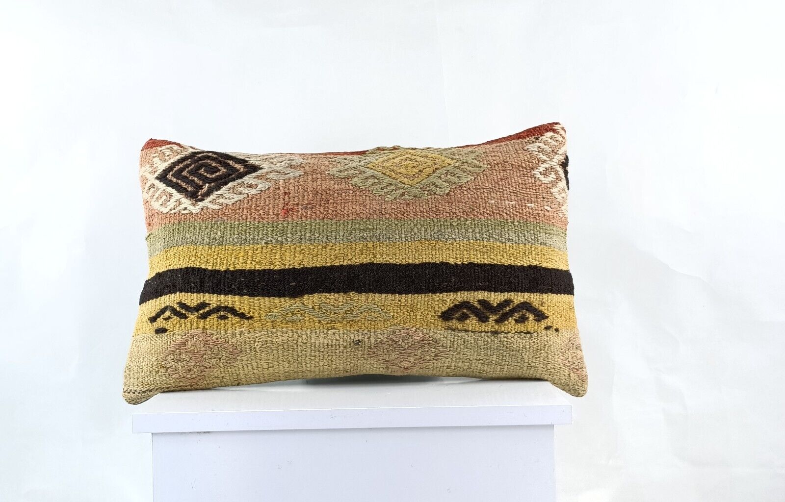 Kilim Pillow Cover 12x20 Turkish Handmade Sofa Couch Floor Lumbar Cushion E989