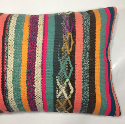 Kilim Pillow Cover 16x24 Tribal Vintage Turkish Carpet Lumbar Pillow Cover 975