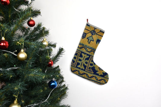 Kilim Christmas Stocking Vintage Rug Stocking Ethnic Decorative Xmas Socks S959