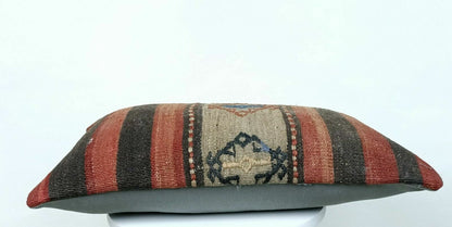 12x20 Kilim Pillow Cover Handmade Traditional Turkish Wool Lumbar Cushion E515