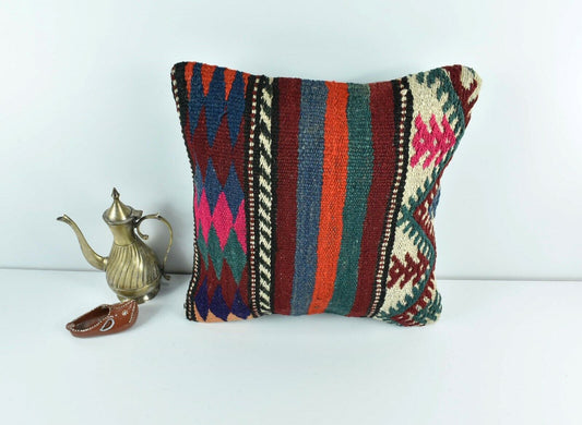 Kilim Pillow Cover 14x14 Vintage Home Decorative Sofa Couch Cushion A1714