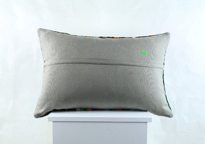 Kilim Pillow Cover 16x24 in Traditional Handmade Anatolian Lumbar Cushion A1491
