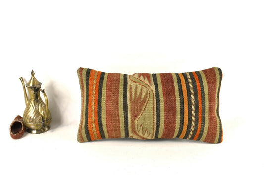 Kilim Pillow Cover 8x16 in Vintage Home Decorative Ethnic Lumbar Case A2286