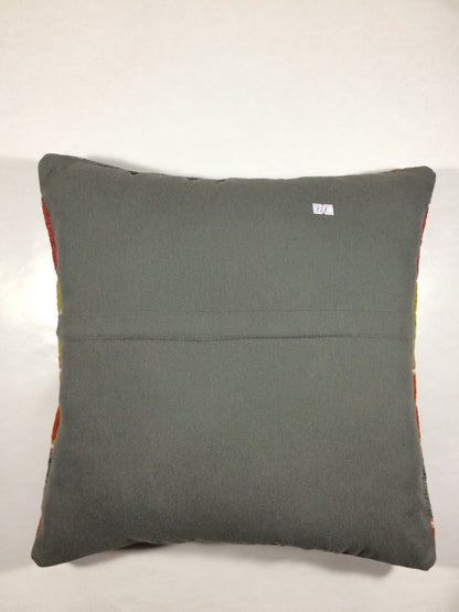 18"x18" Kilim Pillow Cover  Handmade Turkish Vintage Cushion Tribal Lumbar 728