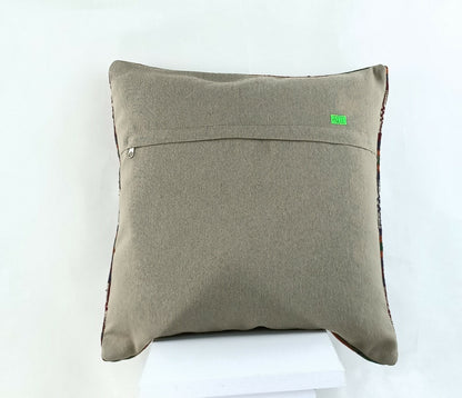 Kilim Pillow Cover 16x16 Handmade Turkish Home Decorative Wool Sofa Cushion A821