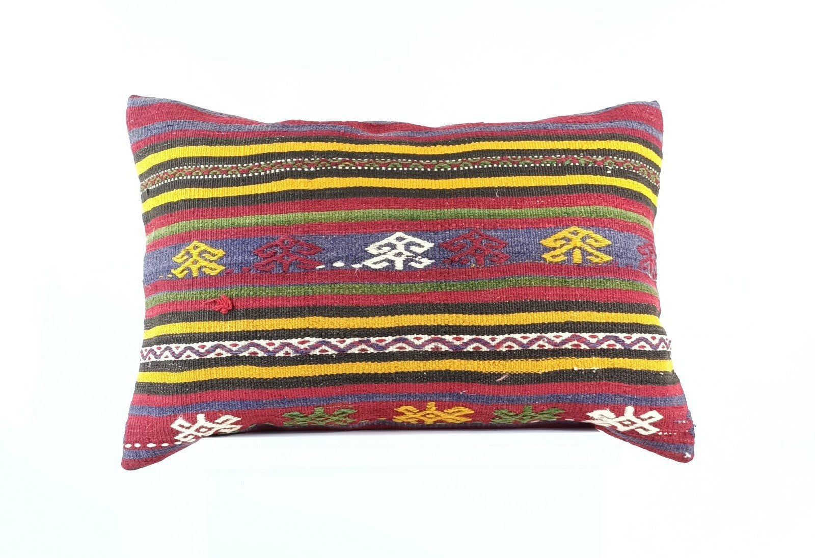 Kilim Pillow Cover 16x24 Tribal Vintage Turkish Carpet Lumbar Pillow Cover 1969