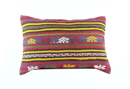 Kilim Pillow Cover 16x24 Tribal Vintage Turkish Carpet Lumbar Pillow Cover 1969