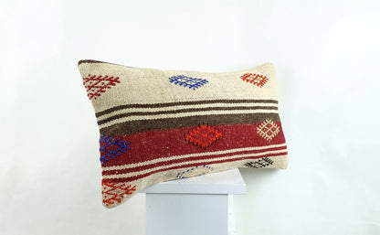 Kilim Lumbar Pillow Cover 10x20 Decorative Sofa Couch Handmade Cushion A1332