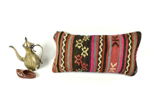 Kilim Pillow Cover 8x16 in Vintage Home Decorative Ethnic Lumbar Case A1989