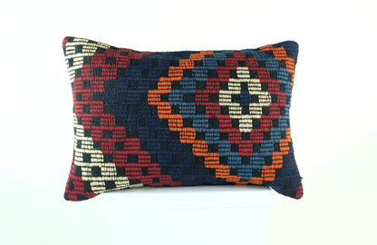 Kilim Pillow Cover 16x24 Tribal Vintage Turkish Carpet Lumbar Pillow Cover 1770