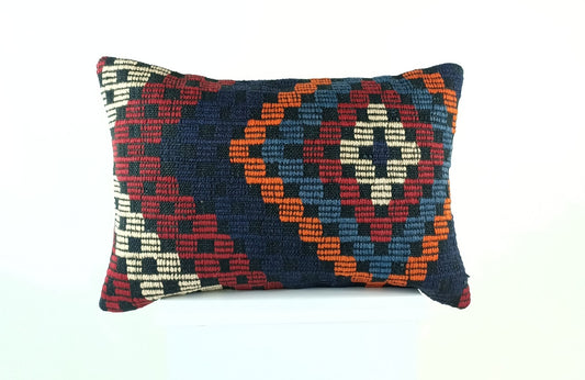 Kilim Pillow Cover 16x24 Tribal Vintage Turkish Carpet Lumbar Pillow Cover 1770