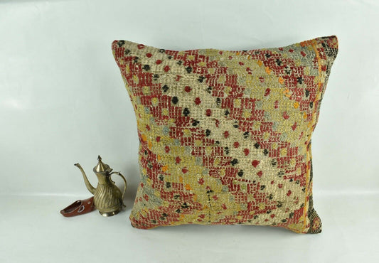 20x20 Kilim Pillow Cover Handmade Vintage Oushak Kilim Cushion Cover 2935