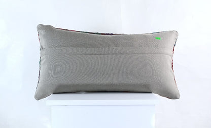 Handmade Turkish Kilim Pillow Cover 12x24 Ethnic Boho Sofa Lumbar Cushion E1022