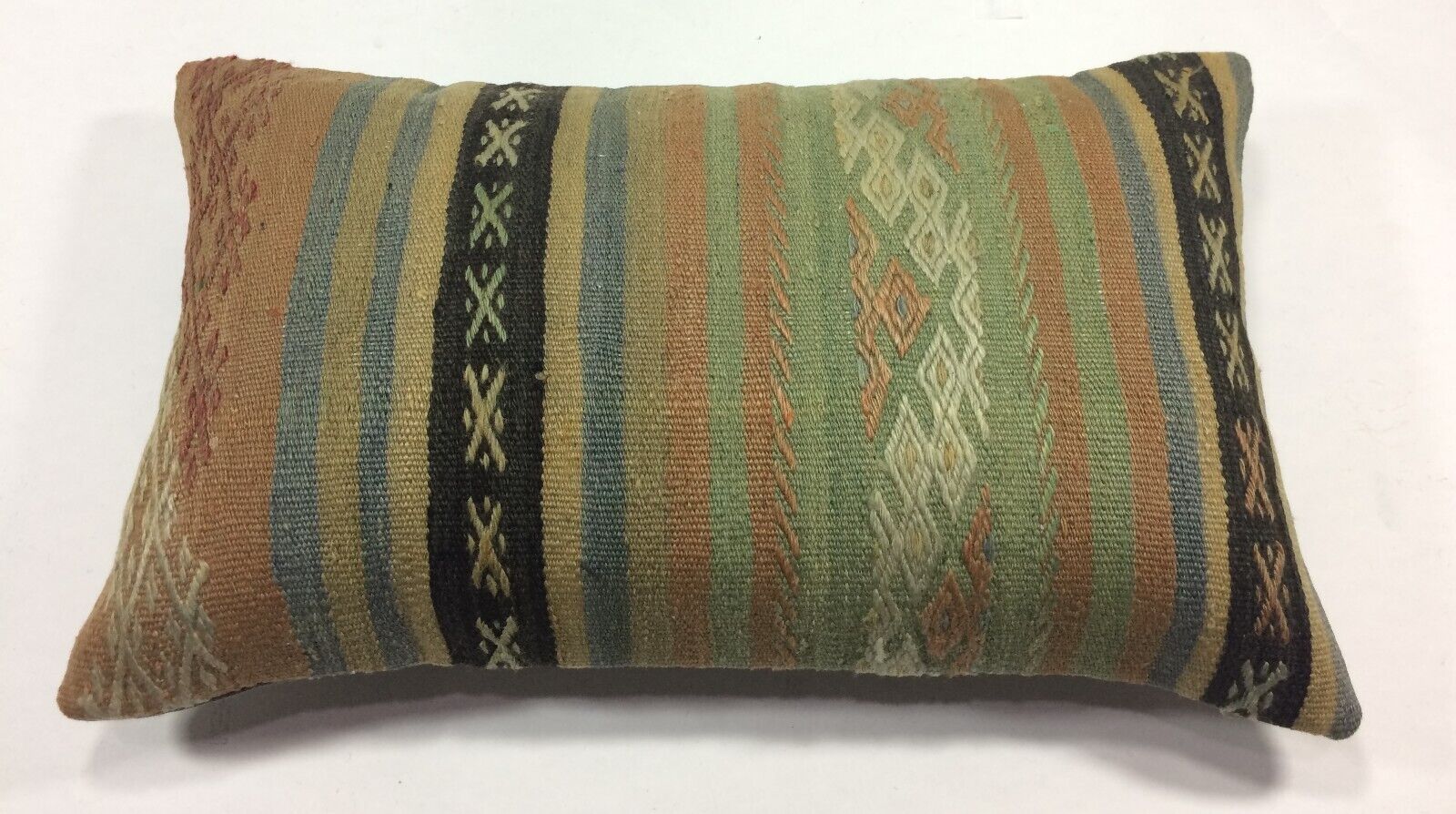 Kilim Pillow Cover 12x20 Handmade Turkish Rug Boho Ethnic Lumbar Cushion 1194