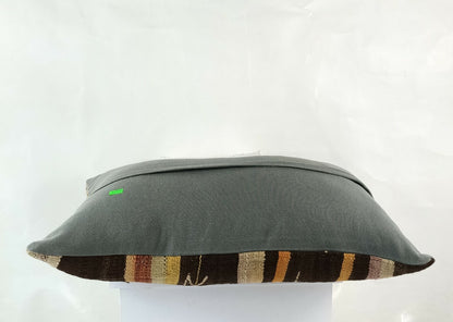 Oriental Ottoman Lumbar Pillow Cover 16x24 Handknotted Turkish Rug Cushion E1254