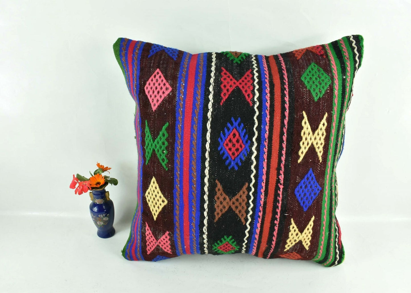 20x20 Kilim Pillow Cover Handmade Vintage Oushak Kilim Cushion Cover A1907