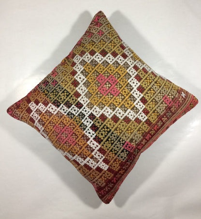 18"x18" Kilim Pillow Cover  Handmade Turkish Vintage Cushion Tribal Lumbar 686