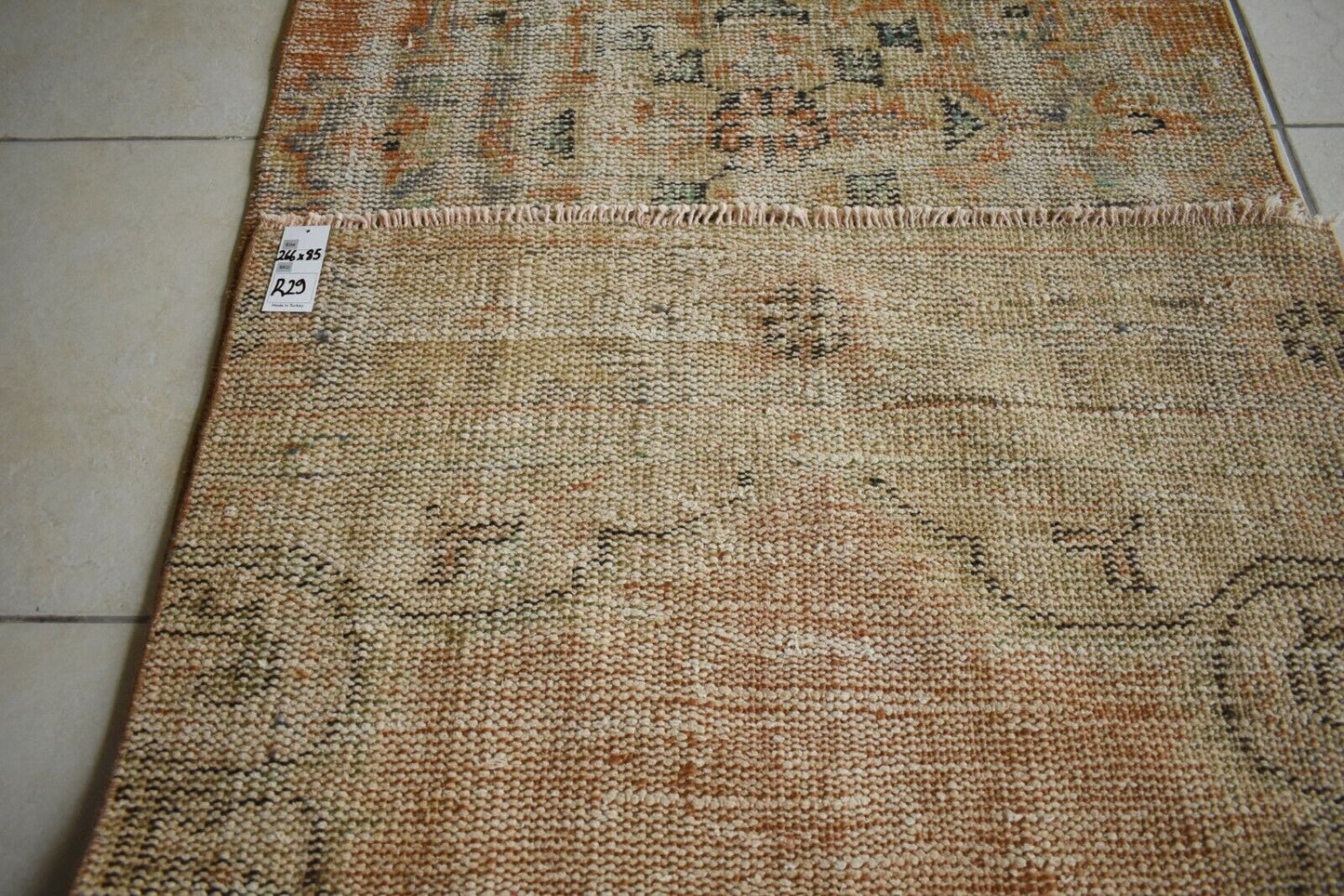 Vintage Runner 8.7x2.7 ft Oushak Runner Anatolian Rug Faded Turkish Runner R29