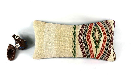 8x16 Kilim Pillow Cover Vintage Tribal Oushak Kilim Ethnic Lumbar Cover A2966