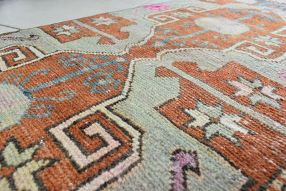 Oushak Runner 3.4x1.6 ft Vintage Turkish Rug Small Runner Anatolian Rug Y47