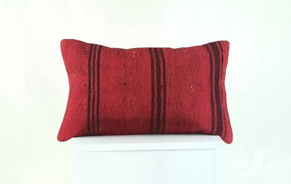 Kilim Pillow Cover 12x20 Anatolian Traditional Vintage Rug Lumbar Cushion A960