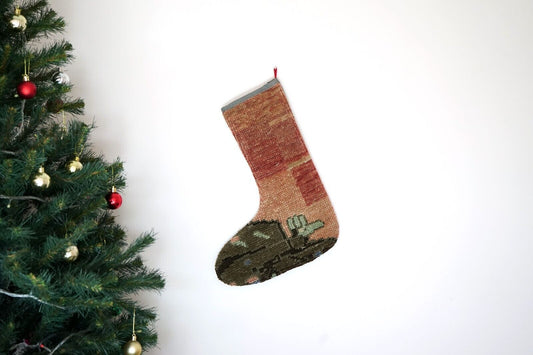 Kilim Christmas Stocking Vintage Rug Stocking Ethnic Decorative Xmas Socks S389