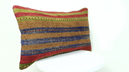 Kilim Pillow Cover 12x20 Turkish Handmade Sofa Couch Floor Lumbar Cushion E512