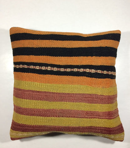 18"x18" Kilim Pillow Cover  Handmade Turkish Vintage Cushion Tribal Lumbar 719