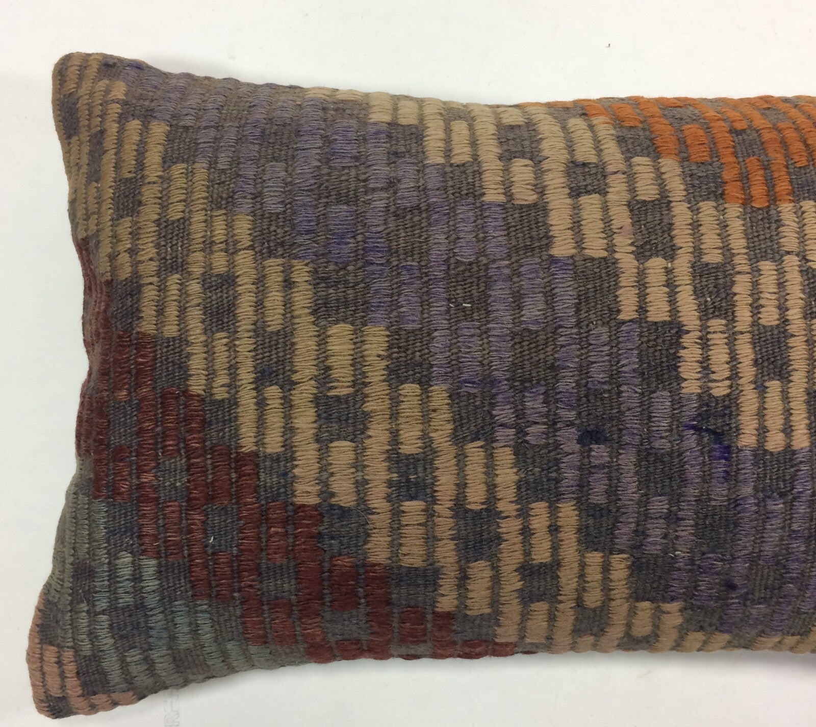 Kilim Pillow Cover 12x20 Handmade Turkish Rug Boho Ethnic Lumbar Cushion 1188
