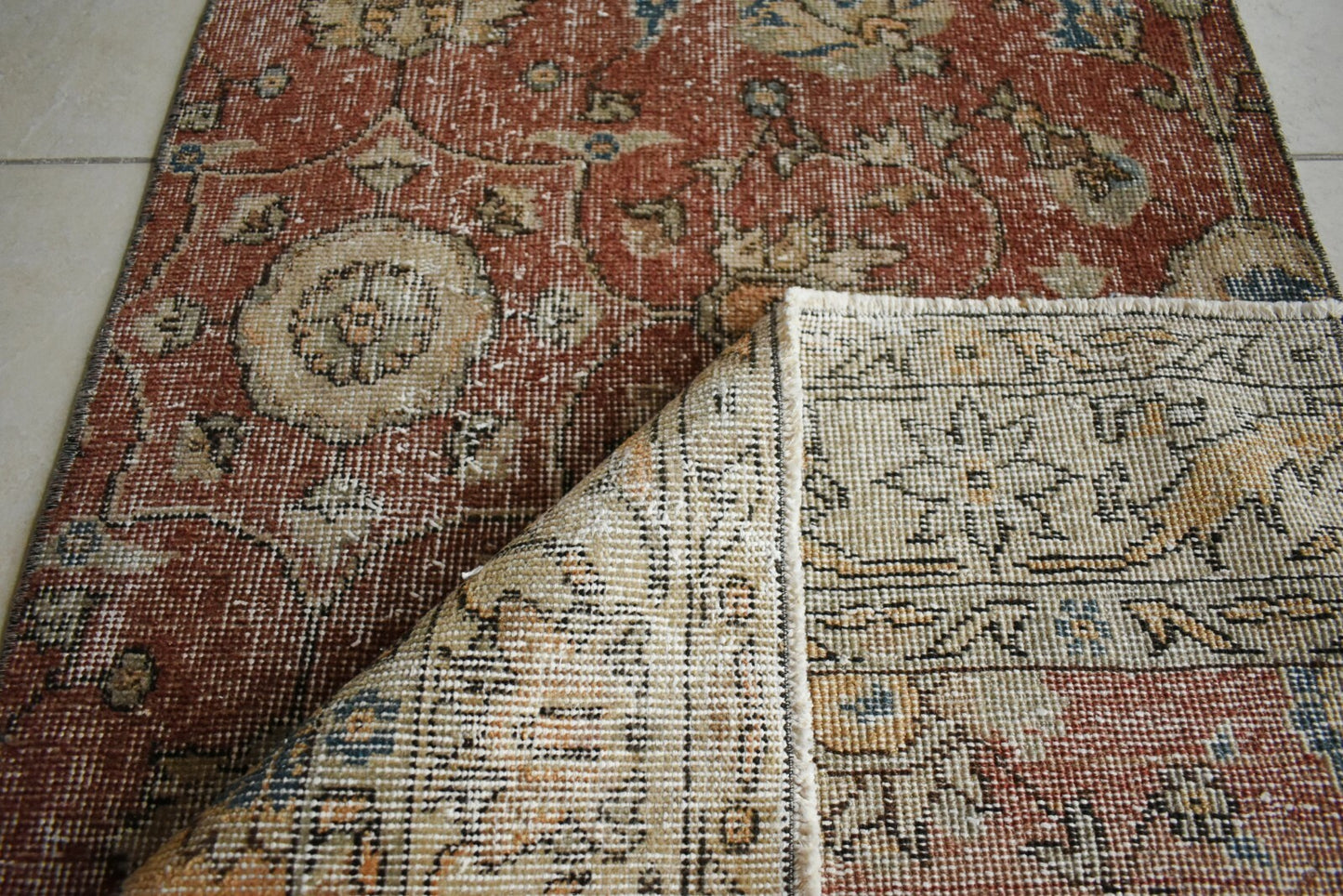 Vintage Runner 7.9x2.2 ft Oushak Runner Anatolian Rug Faded Turkish Runner R30