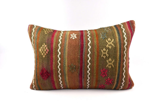 16x24 Kilim Pillow Cover Handmade Vintage Anatolian Lumbar Cushion Cover 4783