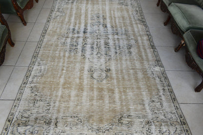 Faded Oushak Rug 5.1x8.9  ft Anatolian Rug Turkish Carpet Boho Floor Rug U18