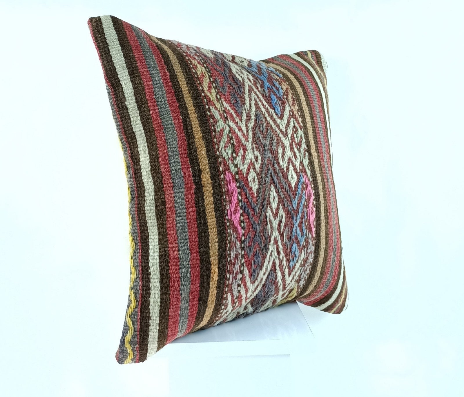 18"x18" Kilim Pillow Cover  Handmade Turkish Vintage Cushion Tribal Lumbar 2351