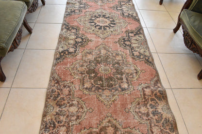 Oushak Kilim 3x10.6 ft Vintage Handwoven Runner Rug Traditional Wool Kilim C01