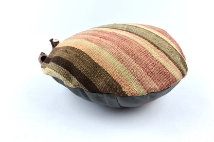 Kilim Round Pillow Cover 18" in Tribal Vintage Turkish Carpet Round Cushion 4947