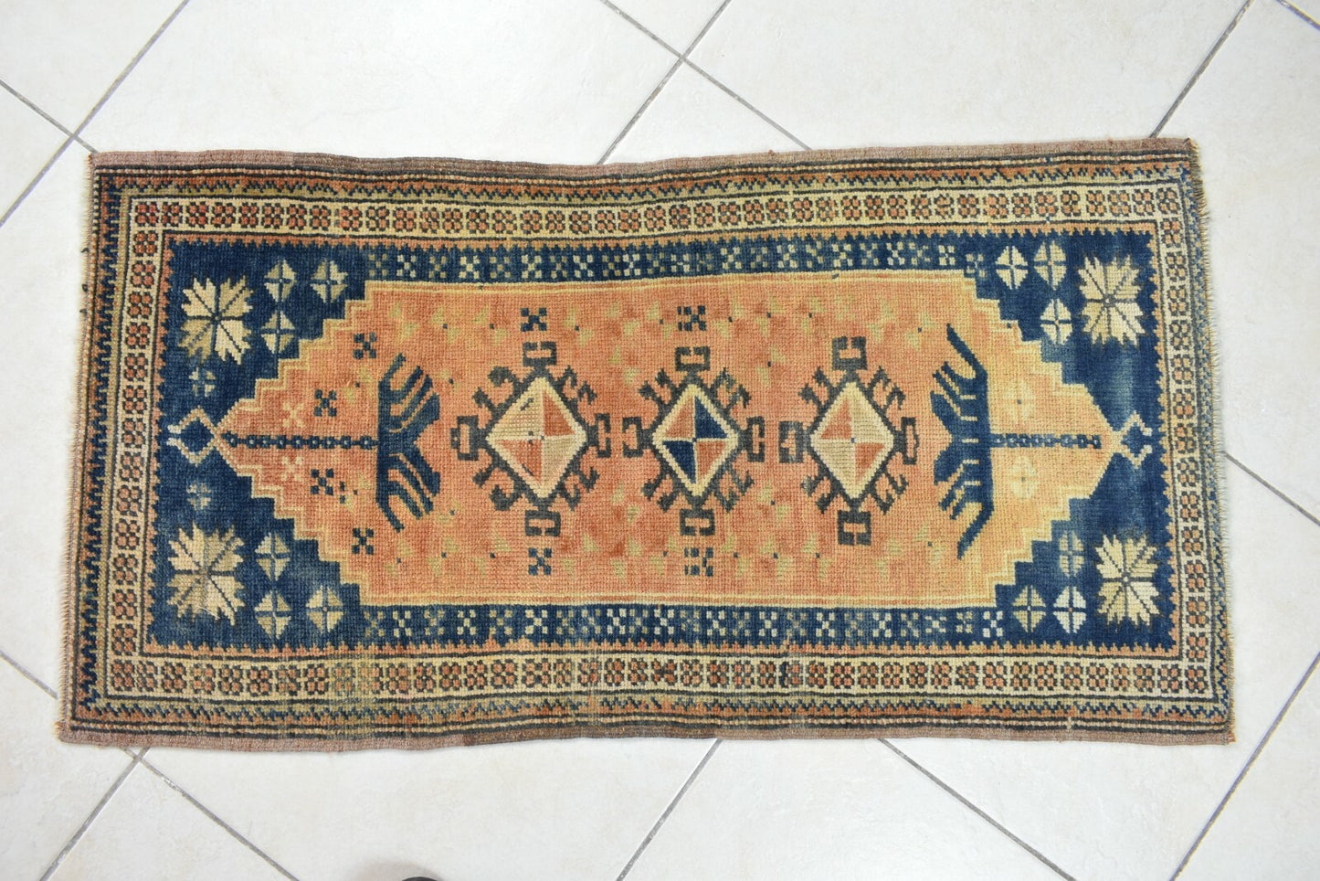 Turkish Runner 3.5x1.8 ft Mini Anatolian Rug Vintage Runner Turkish Runner Y114