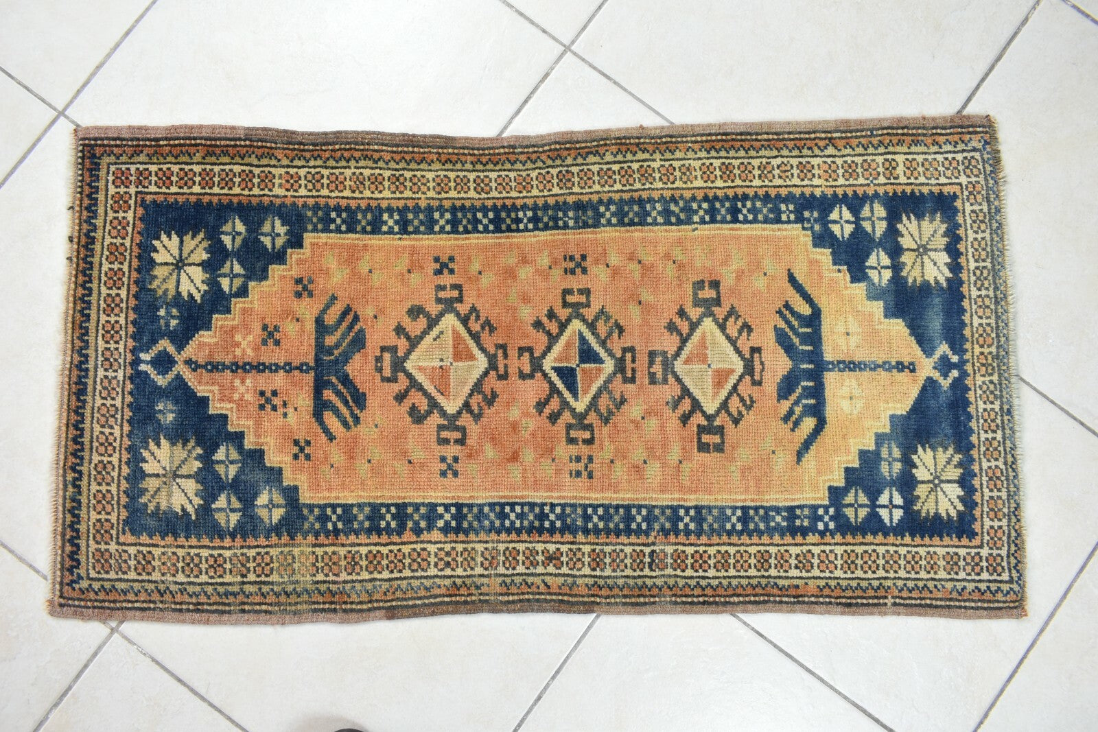 Turkish Runner 3.5x1.8 ft Mini Anatolian Rug Vintage Runner Turkish Runner Y114