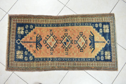 Turkish Runner 3.5x1.8 ft Mini Anatolian Rug Vintage Runner Turkish Runner Y114