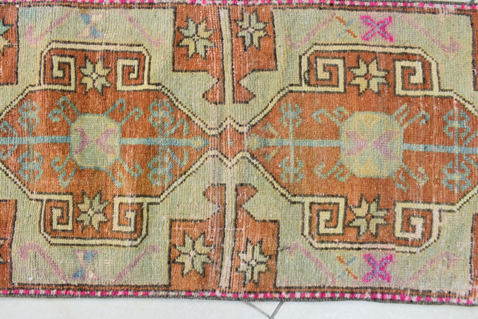 Turkish Runner 3.4x1.6 ft Mini Anatolian Rug Vintage Runner Turkish Runner Y107