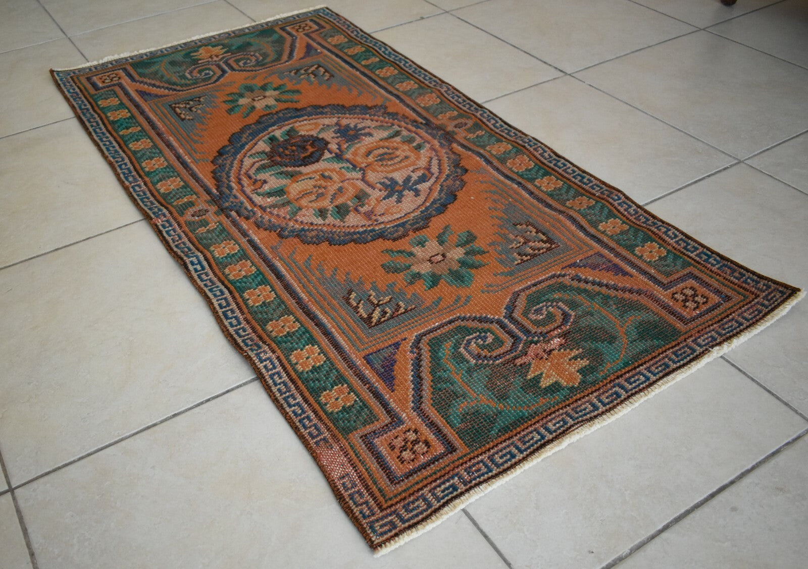 Small Turkish Runner 4.4x2.2 ft Vintage Runner Hallway Runner Handwoven Rug R14