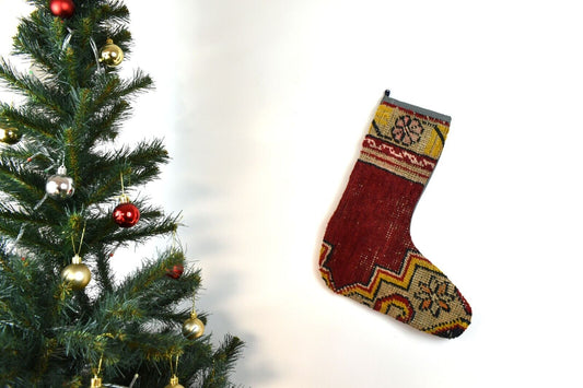 Kilim Christmas Stocking Vintage Rug Stocking Ethnic Decorative Xmas Socks S786