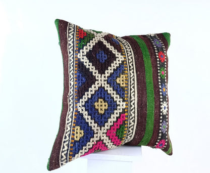 20x20 Kilim Pillow Cover Handmade Vintage Oushak Kilim Cushion Cover 1871