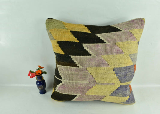 20x20 Kilim Pillow Cover Handmade Vintage Oushak Kilim Cushion Cover A1893
