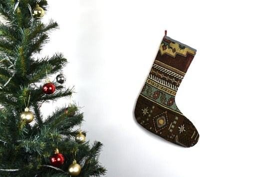 Kilim Christmas Stocking Vintage Rug Stocking Ethnic Decorative Xmas Socks S833