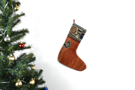 Kilim Christmas Stocking Vintage Rug Stocking Ethnic Decorative Xmas Socks S592