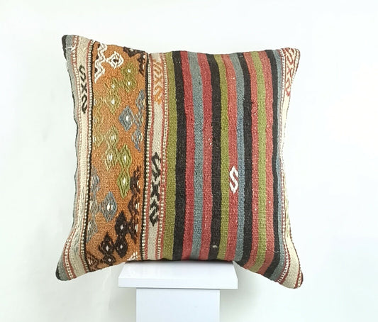 Kilim Pillow Cover 20x20 Home Decorative Handmade Ethnic Oushak Rug Pillow A1188