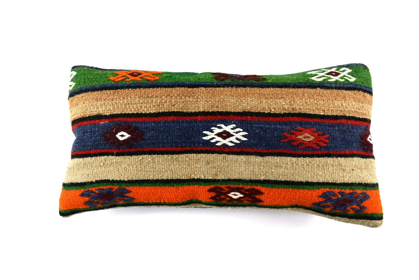 10x20 Kilim Lumbar Pillow Cover Vintage Ethnic Oushak Kilim Pillow Cover A3005